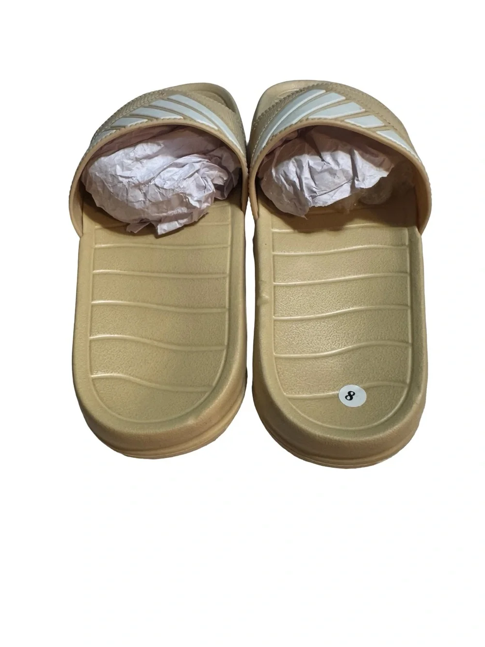 Men's Slip-On Slides in Tan and White